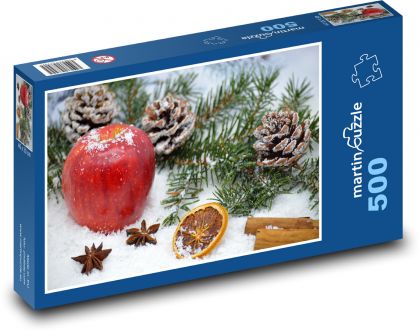 Weihnachten - roter Apfel, Donut - Puzzle - 500 Teile