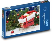 Vánoční motiv - vánoce, saně Puzzle 500 - 46x30 cm