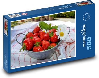 Červené jahody - ovoce, léto - Puzzle 500 dílků, rozměr 46x30 cm