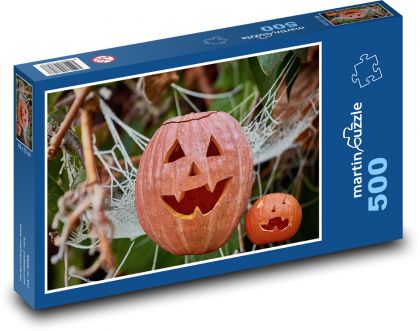 Vyřezávaná dýně - podzim, halloween - Puzzle 500 dílků, rozměr 46x30 cm