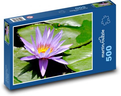 Fialový leknín - rostlina, květ - Puzzle 500 dílků, rozměr 46x30 cm
