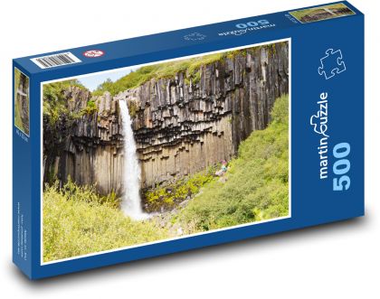 Sopečné horniny - vodopád, příroda - Puzzle 500 dílků, rozměr 46x30 cm