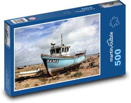 Rybářská loď - rybář, moře   - Puzzle 500 dílků, rozměr 46x30 cm