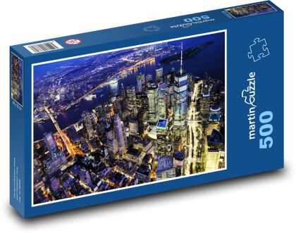 Gebäude - beleuchtete Stadt, Panorama - Puzzle - 500 Teile