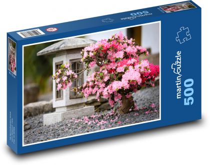 Azalea - lamp, Japanese garden - Puzzle of 500 pieces, size 46x30 cm 