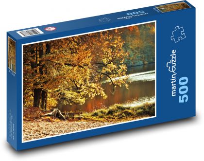Podzimní krajina - jezero, stromy - Puzzle 500 dílků, rozměr 46x30 cm
