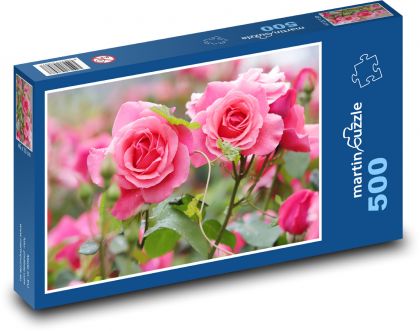 Rose pink - flower, plant - Puzzle of 500 pieces, size 46x30 cm 