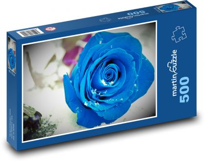 Modrá růže - květ, rostlina - Puzzle 500 dílků, rozměr 46x30 cm