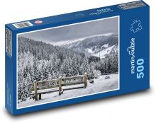 Zima - śnieg, las Puzzle 500 elementów - 46x30 cm