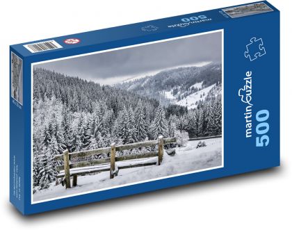 Zima - śnieg, las - Puzzle 500 elementów, rozmiar 46x30 cm