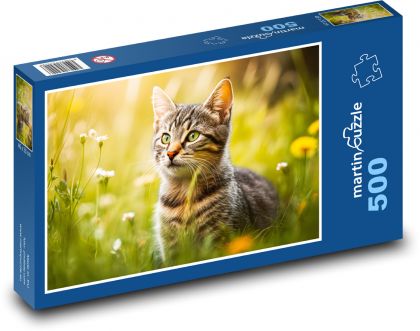 Cat - kitten, grass - Puzzle of 500 pieces, size 46x30 cm 
