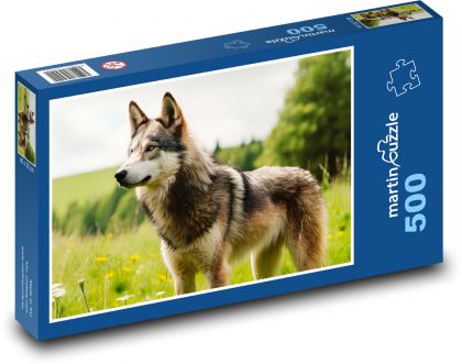 Vlk - divoký pes, zvíře  - Puzzle 500 dílků, rozměr 46x30 cm