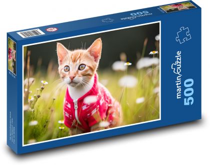Kočka - kotě, jaro - puzzle 500 dílků