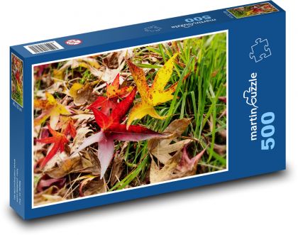 Listy - podzim, tráva - Puzzle 500 dílků, rozměr 46x30 cm