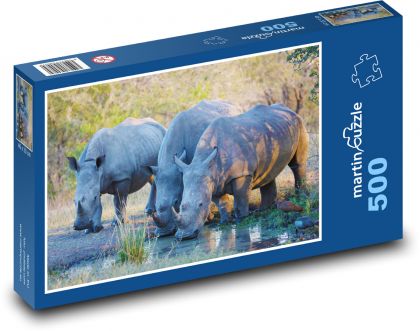 Nosorožec - nosorožce, zvieratá - Puzzle 500 dielikov, rozmer 46x30 cm 