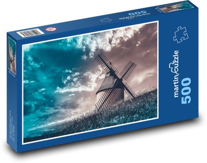 Mlýn - nebe, krajina - puzzle 500 dílků