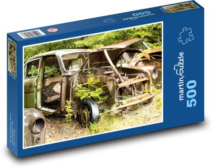 Cars - wreck, forest - Puzzle of 500 pieces, size 46x30 cm 