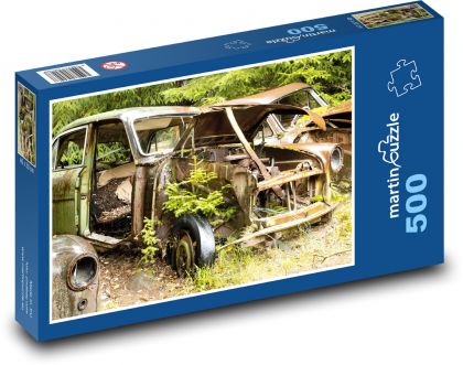 Auta - vrak, les - Puzzle 500 dílků, rozměr 46x30 cm