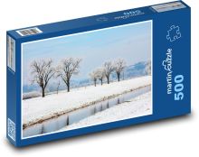 Zima - řeka, zasněžená krajina Puzzle 500 - 46x30 cm