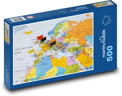 Mapa świata - kierunki, kraje - Puzzle 500 elementów, rozmiar 46x30 cm