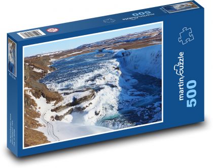 Gullfoss - waterfall, river - Puzzle of 500 pieces, size 46x30 cm 