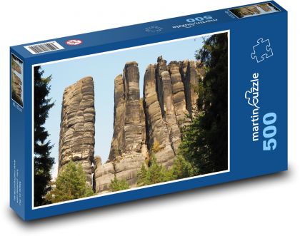 Labský pískovec - skály, hory  - Puzzle 500 dílků, rozměr 46x30 cm