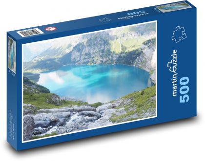 Jezero Oeschinen - Švýcarsko, příroda - puzzle 500 dílků