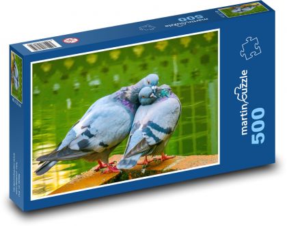 Holuby - vtáky, pár - Puzzle 500 dielikov, rozmer 46x30 cm 