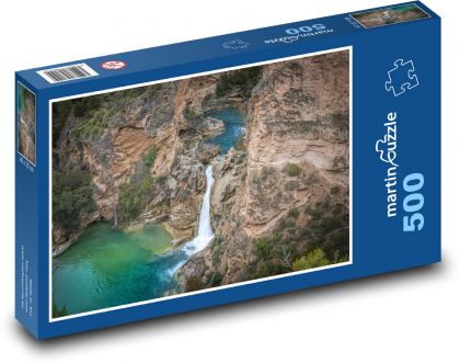 Řeka - vodopád, hora - puzzle 500 dílků