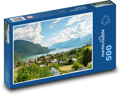 Jezioro Wolfgang - Austria, miasto - Puzzle 500 elementów, rozmiar 46x30 cm