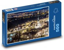 Bern - Švýcarsko, v noci Puzzle 500 dílků - 46 x 30 cm