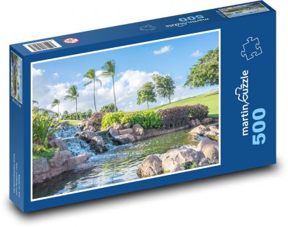Hawaje - Wodospad, Oahu - Puzzle 500 elementów, rozmiar 46x30 cm