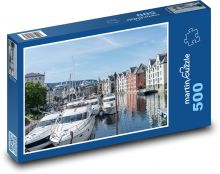 Norsko - lodě, město Puzzle 500 - 46x30 cm