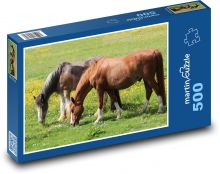 Kůň - pastvina, zvíře Puzzle 500 - 46x30 cm