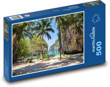 Pláž - písek, palmy Puzzle 500 - 46x30 cm