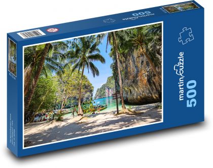 Pláž - písek, palmy - Puzzle 500 dílků, rozměr 46x30 cm