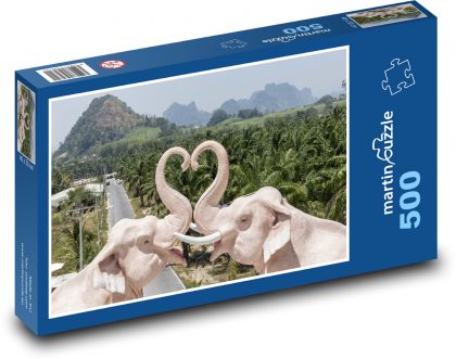 Slon - krajina, hora - Puzzle 500 dielikov, rozmer 46x30 cm 