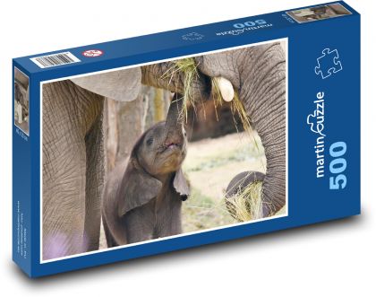 Elephant - baby, elephant - Puzzle of 500 pieces, size 46x30 cm 