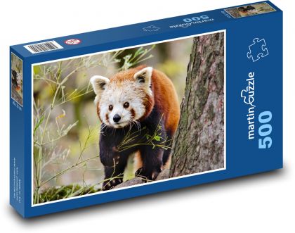 Panda červená - zvíře, medvídek - Puzzle 500 dílků, rozměr 46x30 cm