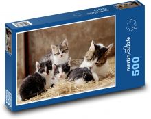 Kočičí rodina - kotě, mazlíčci Puzzle 500 - 46x30 cm