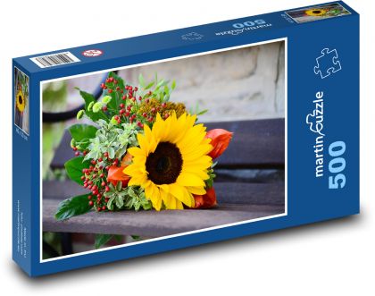 Podzimní kytice - slunečnice, květiny - Puzzle 500 dílků, rozměr 46x30 cm