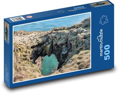 Jaskinia - plaża, morze - Puzzle 500 elementów, rozmiar 46x30 cm