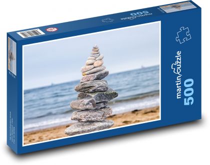 Mohyla - kameny, pobřeží - Puzzle 500 dílků, rozměr 46x30 cm