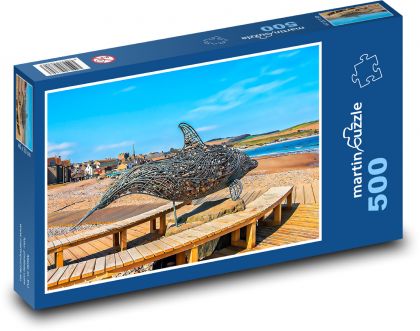 Sculpture - stones, dolphin - Puzzle of 500 pieces, size 46x30 cm 
