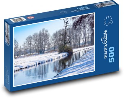 Rieka v zime - sneh, stromy - Puzzle 500 dielikov, rozmer 46x30 cm 