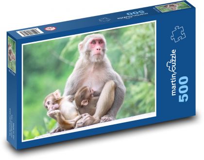 Małpa - karmienie, matka - Puzzle 500 elementów, rozmiar 46x30 cm