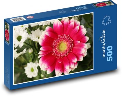 Gerbera - kwiat, kwiat - Puzzle 500 elementów, rozmiar 46x30 cm