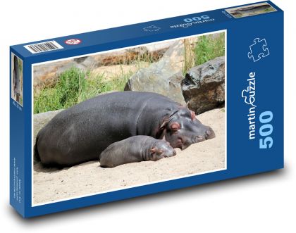 Nilpferd - Küken, Tier - Puzzle - 500 Teile