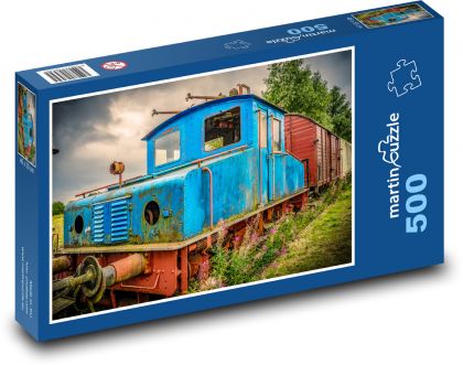Železnice - lokomotiva, vlak - Puzzle 500 dílků, rozměr 46x30 cm