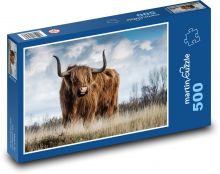 Vysokohorský hovädzí dobytok - krava, zviera Puzzle 500 dielikov - 46 x 30 cm 